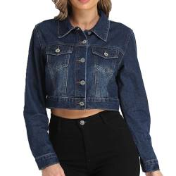 MISS MOLY Damen Jeansjacke Kurz Übergangsjacke Leichte Jacke Denim Dunkelblau XXL von MISS MOLY