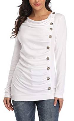 MISS MOLY Damen Langarmshirt Pullover Tunika Bluse T Shirt mit Knöpfen Beige X-Large von MISS MOLY