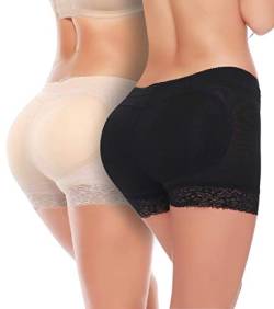 MISS MOLY Damen Push-Up Po und Butt Lifter Frauen Hohe Taille Enhancer Unterwäsche Miederslip Höschen Nero+beige XXL von MISS MOLY