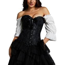 MISS MOLY Damen Vollbrust Corsage Korsett Top Gothic Vintage Corsagen Bustier Corsette Schwarz XXL von MISS MOLY