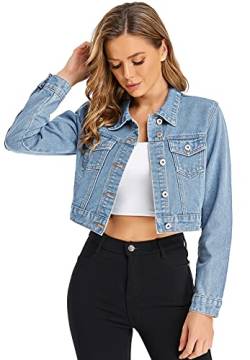 MISS MOLY Jeansjacke Damen Kurz Jeans Jacken Übergangsjacke Denim Jacket Hellblau Large von MISS MOLY