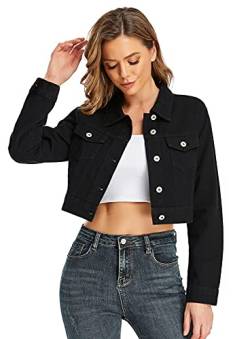 MISS MOLY Jeansjacke Damen Kurz Jeans Jacken Übergangsjacke Denim Jacket Schwarz Medium von MISS MOLY