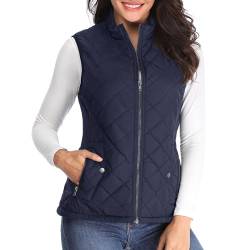 MISS MOLY Weste Damen Steppweste Leicht Ärmellose Weste Gilet Jacke ohne Ärmel Blau Large von MISS MOLY