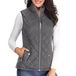 MISS MOLY Weste Damen Steppweste Leicht Ärmellose Weste Gilet Jacke ohne Ärmel Dunkelgrau Medium von MISS MOLY