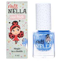 Miss Nella Elephunky abziehbarer Nagellack speziell für Kinder, blau Glitzer, Peel-Off-Formel, ungiftig, wasserbasiert und geruchsneutral von MISS NELLA