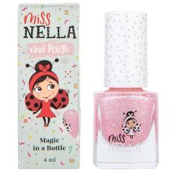 Miss Nella Its Glitzy Hippo abziehbarer Nagellack speziell für Kinder, rosa Glitzer, Peel-Off-Formel, ungiftig, wasserbasiert und geruchsneutral von MISS NELLA