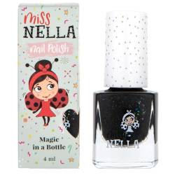 Miss Nella SURPRISE PARTY- Spezieller schwarz Nagellack mit Glitzer für Kinder, Peel-Off-Formel, wasserbasiert und geruchsneutral von MISS NELLA