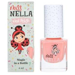 Miss Nella neue Sommerkollektion PEACH SLUSHIE- abziehbarer Nagellack speziell für Kinder, Pfirsichfarbe Glitzer, Peel-Off-Formel, ungiftig, wasserbasiert und geruchsneutral von MISS NELLA