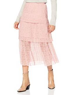 Miss Selfridge Petite Damen Blush Lace Tiered Skirt Rock, 10 von MISS SELFRIDGE