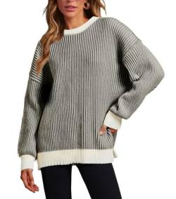 MISSFASHION Beyond Chenille Pullover für Frauen Herbst Casual Langarm Rundhals Pullover Rippstrick Bluse Tops, Schwarz, Groß von MISSFASHION