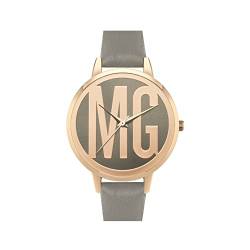 MISSGUIDED Damen Armbanduhr mit detailliertem 'MG'-Zifferblatt in Roségold mit grauem Armband von MISSGUIDED