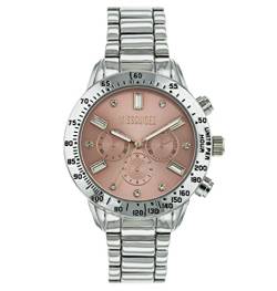 MISSGUIDED Damen Armbanduhr mit silbernem Armband mit rosafarbenem Multi-Look-Zifferblatt von MISSGUIDED