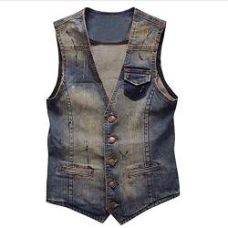 Classics Herren Weste Denim Vest Jeansweste Ärmellose JeansjackeSchlanke Jacke Sülze XL von MISSMAO