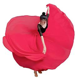 Große Schaukel Damen Maxirock Tanzrock Chiffon Tanzkleider Ballsaal Tanzen Lange Rock Flamenco Kleid Walzer Tango Latein Kostüm Bauchtanz Öffnungs Swing Tanzen Röcke,Rot,S von MISSMAO