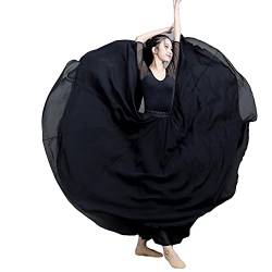 Große Schaukel Damen Maxirock Tanzrock Chiffon Tanzkleider Ballsaal Tanzen Lange Rock Flamenco Kleid Walzer Tango Latein Kostüm Bauchtanz Öffnungs Swing Tanzen Röcke,Schwarz,XS von MISSMAO