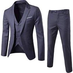 MISSMAO Herren Anzug Regular Fit Business Anzüge 3-Teilig Anzugjacke Anzughose Weste Dunkelgrau 3XL von MISSMAO
