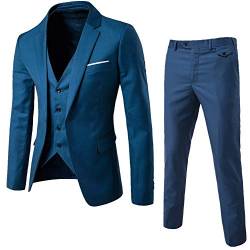 MISSMAO Herren Anzug Regular Fit Business Anzüge 3-Teilig Anzugjacke Anzughose Weste Meeresblau 3XL von MISSMAO