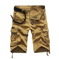 MISSMAO Herren Kurze Hosen Gerade Camouflage Hose Männer Short Cargohose Feldhose Sommer Arbeitshose Casual Sporthose Khaki 38 von MISSMAO