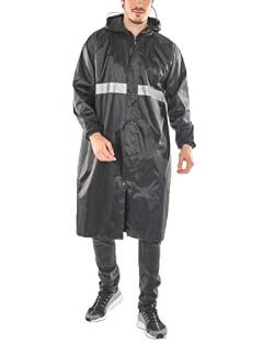 MISSMAO Herren Regenmantel Wasserdichte Lange Regenjacke Outdoor Wiederverwendbare Regenbekleidung Regenponcho Regencape mit Kaputze für Wandern Camping Radfahren Reisen Schwarz 4XL von MISSMAO