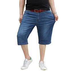 MISSMAO Herren Shorts Kurze Hose Jeans Bermuda Shorts Kurze Sommer Hose 3/4 Hose Übergröße Elastizität Jeans Shorts Freizeithose Denim Hose,Blau,3XL von MISSMAO
