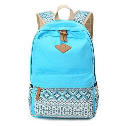 Rucksack Mädchen Dots backpack Freizeitrucksack Schulranzen für Jugendliche Damen & Kinder Elegant Canvas Rucksack SkyBlue OneSize von MISSMAO