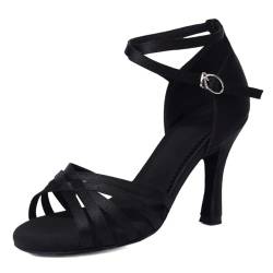 MISSUIT Riemchen Sandaletten High Heels Knöchelriemchen Sandalen mit Absatz 8cm Elegant Abend Sommer Schuhe(Schwarz,34) von MISSUIT