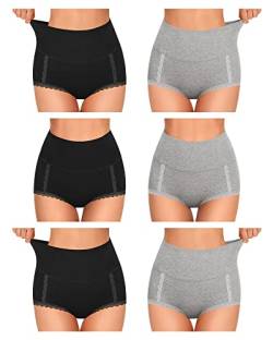 MISSWHO S-4XL Damen-Unterwäsche, Baumwolle, hohe Taille, Postpartale Pflege, weich, atmungsaktiv, kein Muffin, Slips für Damen (Multipack), 6 Packungen Multi-Paz, 42 von MISSWHO