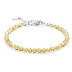 MISUMOR Cubic Zirkonia Perlen Armband Damen Silber 925 Einstellbare Facettiertes Perlenarmband Geschenke für Frauen Freundin Geschenk Muttertag Weihnachten von MISUMOR