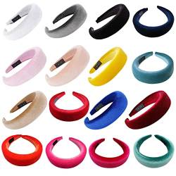 Damen-Haarbänder, gepolstert, breit, Schaumstoff, Glitzer, Samt, Bonbonfarben, 11 Farben von MISUVRSE