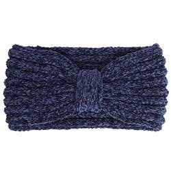 Damen Winter gestricktes breites Stirnband, einfarbig, geknotet, in der Mitte, elastisches Haarband, gehäkelt, gestreift, Ohrwärmer, Turban-Kopfband, 12 Farben, Mädchen-Stirnbänder von MISUVRSE