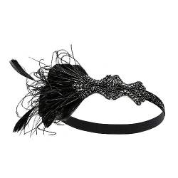 Feder-Stirnband, Pailletten-Stirnband für Maske, Party, Federn, Fascinator-Stirnband, Cocktail-Kopfbedeckung, 80er-Jahre-Stirnband für Damen, Vintage-Stil von MISUVRSE