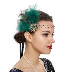 Flapper-Accessoires für Damen, GatsbyParty-Kostüm, Federn, Stirnband mit Strasssteinen, Cocktail-Party, Abschlussball, elegante Kopfbedeckung, Kostüm, Haarteil von MISUVRSE
