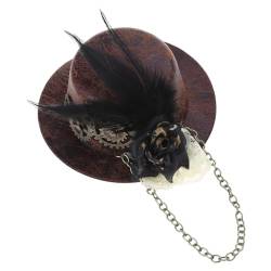 Frauen Halloween Gothic Zylinder Steampunk Zahnräder Kette Feder Spitze Fascinator Haarspange Viktorianisches Kostüm Cosplay Kostüm Haarstirnbänder Für Frauen von MISUVRSE