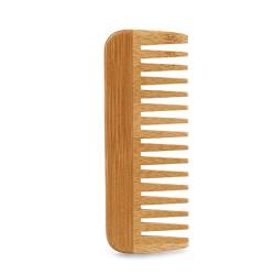 Kamm aus natürlichem Bambus, breiter Zahn, entwirrend, antistatisch, lockiges Haar für Damen und Herren, glättend, Massage, Zuhause, Salon, Bambus-Haarbürsten für Frauen von MISUVRSE