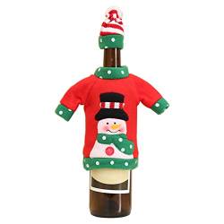 Pullover Weihnachten Weinflaschenüberzug Urlaub Weinflasche Pullover Abdeckung mit Hut Set für Party Neujahr Dekorationen Weihnachten Weinflaschenbeutel von MISUVRSE