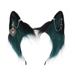 Quasten Kette Pelzige Ohr Hairhoop Für Frauen Plüsch Haarband LolitaStyle Kostüm Stirnband Party Requisiten Halloween Kopfschmuck Gothic Haarschmuck Haar Ornament Party Tanz Stirnband Plüsch von MISUVRSE