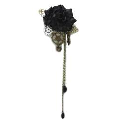 Steampunk-Brosche, Blumen-Zahnrad-Charm-Ketten, Haarspange, handgefertigt, Gothic-Haarnadel, Abzeichen, Vintage-Haarschmuck, Steampunk-Requisiten von MISUVRSE