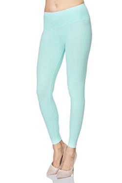 MITAAMI - Damen Leggings mit hohem Bund - Schlankmacher-Effekt - breiter Bund für einen flachen Bauch - Mintgrün - 40 von MITAAMI