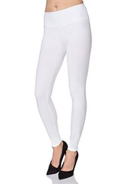 MITAAMI - Damen Leggings mit hohem Bund - Schlankmacher-Effekt - breiter Bund für einen flachen Bauch - Weiß - 38 von MITAAMI