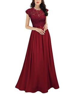 MIUSOL Damen Elegant Ärmellos Rundhals Vintage Herbst Winter Hochzeit Chiffon Faltenrock Langes Kleid Rot Gr.M von MIUSOL