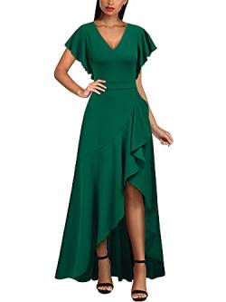 MIUSOL Damen V-Ausschnitt Langes Split Kleid Cocktail Party Abendkleid Grün Gr.2XL von MIUSOL