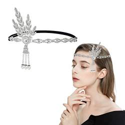 MIVAIUN Flapper Haarschmuck, 1920s Stirnband Damen, Haarbänder,20er jahre Accessoires, Silber,1920s Stil Flapper Deco, für Kleiderparty, Hochzeit,Flapper Party, Gatsby-Thema, Einheitsgröße (Silber) von MIVAIUN