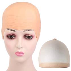 MIVAIUN Halloween Bald Cap Bald Skin Thick Latex Head Cap Halloween Cosplay Hat Cap Skin Skull Wig Cap Bald Wig Head Cap Fancy Dress Make-up haarlose Perücke für Faschingskostüme (2 Stück) von MIVAIUN