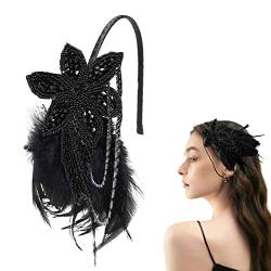 MIVAIUN Schwarze Feder Haarreif, 1920er Haarbänder für Damen, Flapper Stirnband, 20er Jahre Gatsby Kostüm Accessoires, für Gatsby-Thema, Hochzeit, Kleiderparty, Flapper Party, Einheitsgröße (Style A) von MIVAIUN