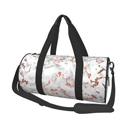 Lässige, große Kapazität, runde Reisetasche, Holzhintergrund, runde Tasche, zylinderförmige Tasche, Marmor-Textur Kupferspritzer., Einheitsgröße von MIWOIE