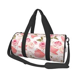 Lässige, große Kapazität, runde tropische Strandpflanzen-Thema, Sport-Training, runde Tasche, zylinderförmige Tasche, Teebecher mit Rosen Romantisch Shabby, Einheitsgröße von MIWOIE