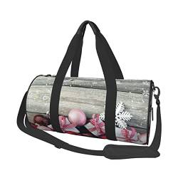 Lässige große Kapazität runde Sonnenblume Elefant Holz Boden Duffel Tasche Sport Training Runde Tasche Zylinder Tasche, Weihnachtsdekoration 2, Einheitsgröße von MIWOIE