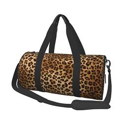 Terrazzo Reisetasche mit großem Fassungsvermögen, rund, Weiß, Sport-Training, runde Tasche, zylinderförmige Tasche, Süßer Leopardenmuster, Einheitsgröße von MIWOIE