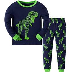 MIXIDON Jungen Schlafanzug Dinosaurier Pyjama Langarm Pyjama Set Kinder Baumwolle Winter Nachtwäsche 98 104 110 116 122 128 134 (9-10 Jahre, Pattern 1) von MIXIDON