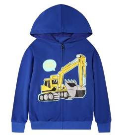 MIXIDON Kinder Kapuzen Jungen Pullover Dinosaurier Reißverschluss Sweat Shirt Kopfbedeckung Jacke, Muster 7, 8 Jahre von MIXIDON